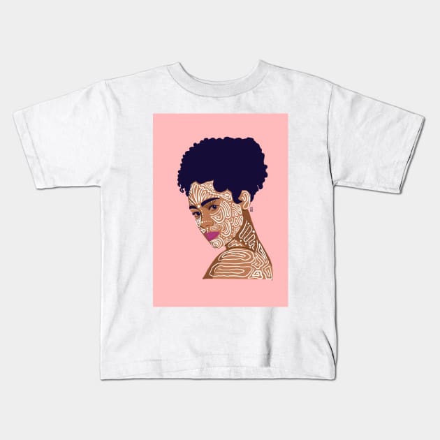 Black Woman with Painted Face Kids T-Shirt by SStormes